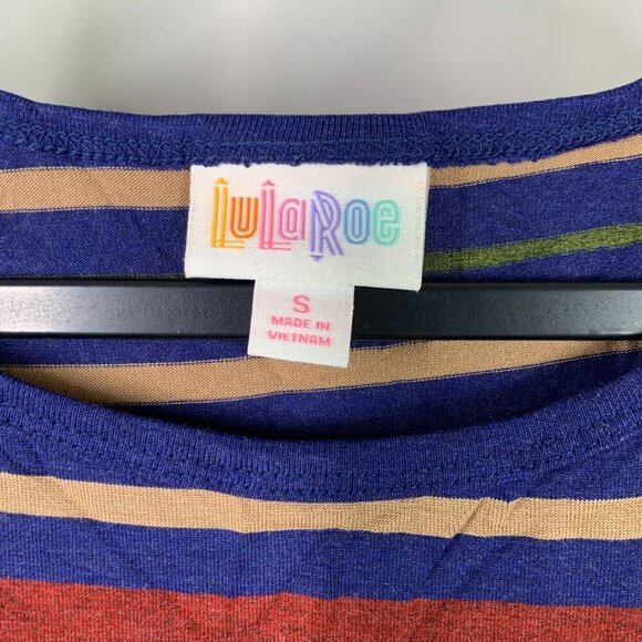Lularoe Irma Half Sleeve Tunic Hi Low Polyester Blend Sz S Red White Blue Stripe - Picture 2 of 7